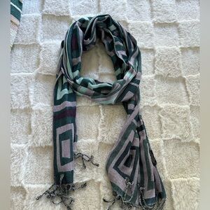 geometric blue and purple scarf